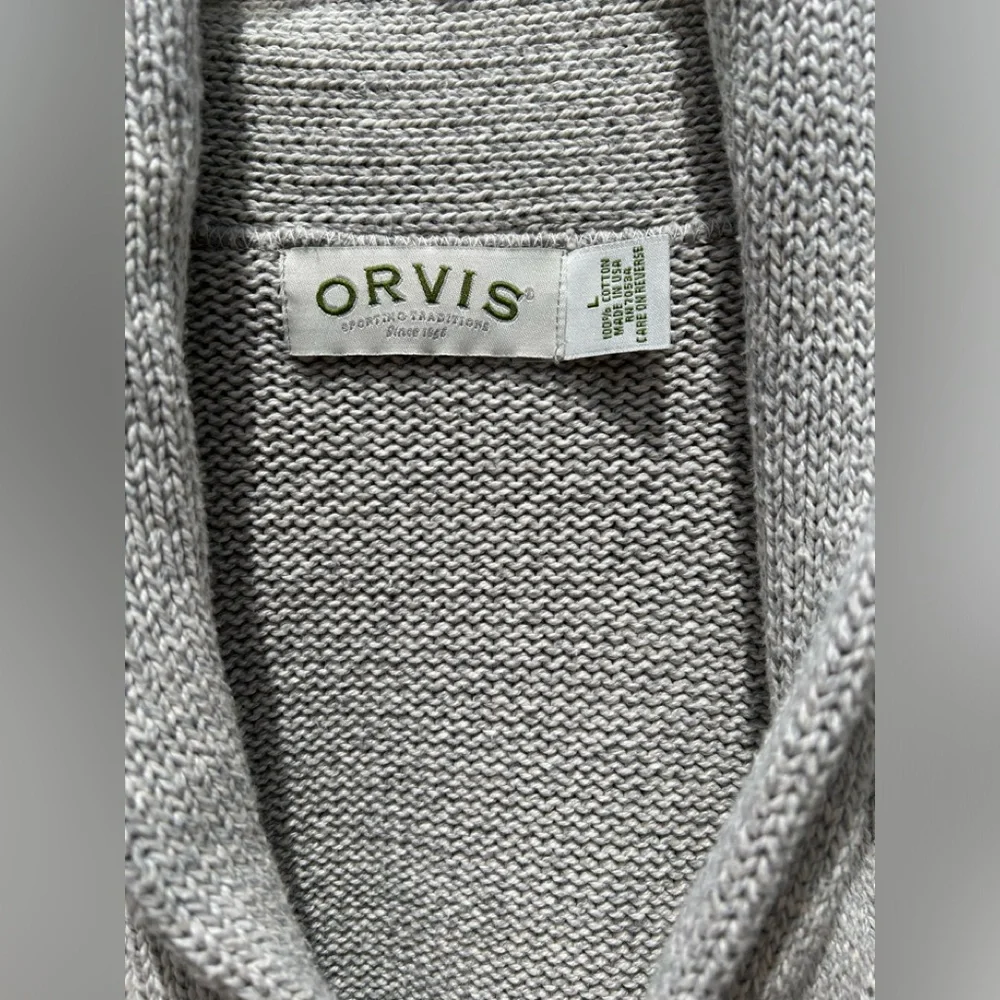 Vintage ORVIS Striped Cotton Preppy Buttondown Cardigan 90s Sweater Size L